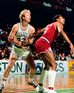 Boston Celtics Larry Bird vs Dr J Julius Erving