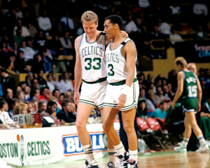 Boston Celtics Larry Bird with Dennis Johnson